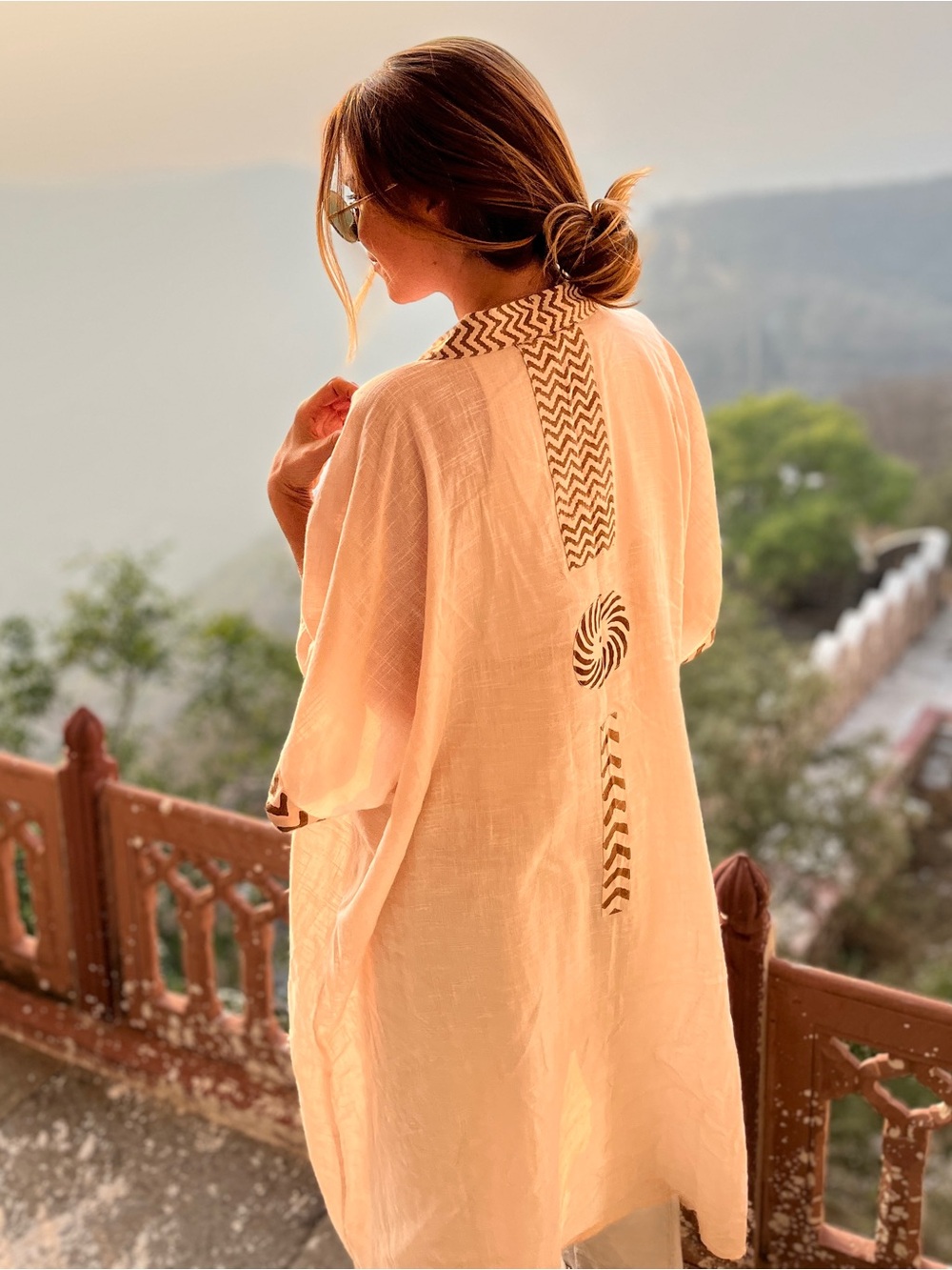 100% cotton block print duster, kimono